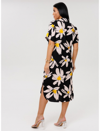 Женский халат Х-105(К) / Черный (цветы)