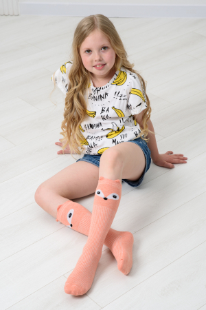 Детские гольфы Мишка и лиса (набор 2 пары) / бежевый, персик