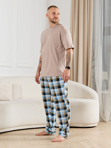 Брюки мужские Тор-1  / клетка бирюза