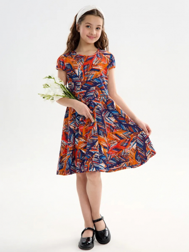 Детское платье "Птичка" / Тропики оранжевые