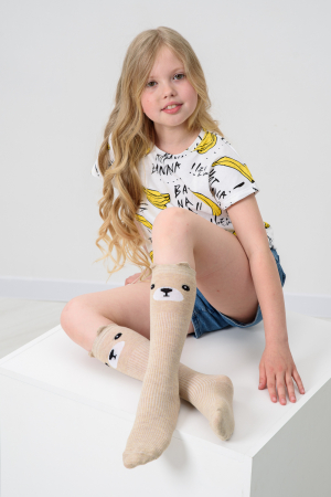 Детские гольфы Мишка и лиса (набор 2 пары) / бежевый, персик