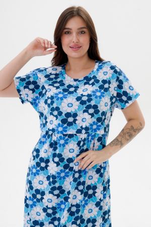 Платье женское из кулирки Миранда / Голубая ромашка