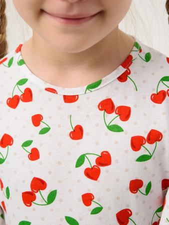 Детское платье "Мальва" / Белый, вишня