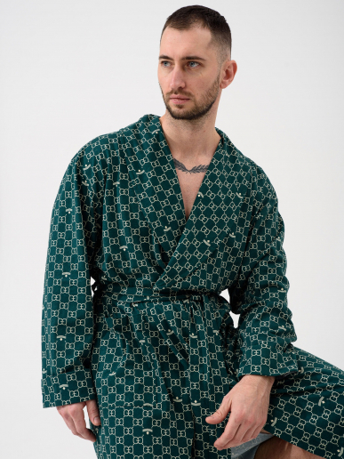 Мужской халат "Люкс" 2441-К / Зеленый