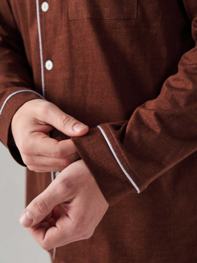 Мужская пижама "Лен" (классическая) 2417-К / Коричневый