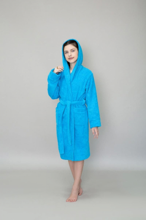 Детский махровый халат с капюшоном / голубой