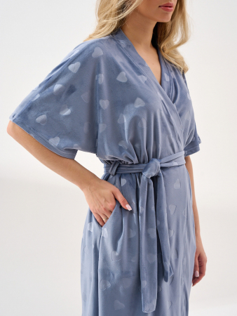 Женский халат "Велюровое сердце" 2186-В / Индиго (сердечки)