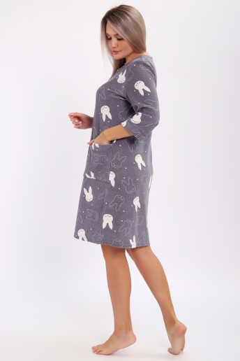 Женский халат 513 / Зайцы, графит
