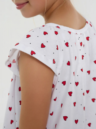 Детская сорочка "Луна" / Красные сердечки