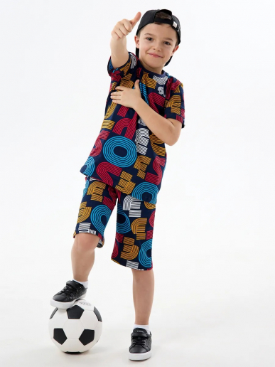 Детская пижама с шортами "Сорванец" / Диско красный