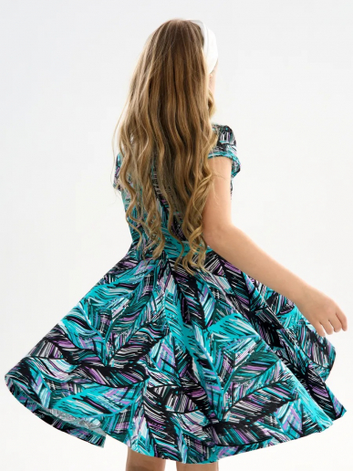 Детское платье "Птичка" / Тропики фиолетовые