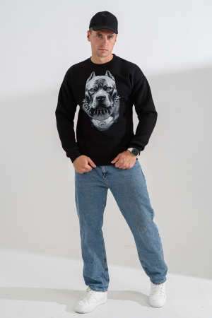 Мужской свитшот 8559 / черный+питбуль