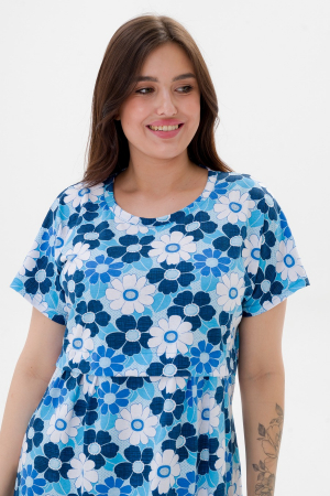 Платье женское из кулирки Миранда / Голубая ромашка макси