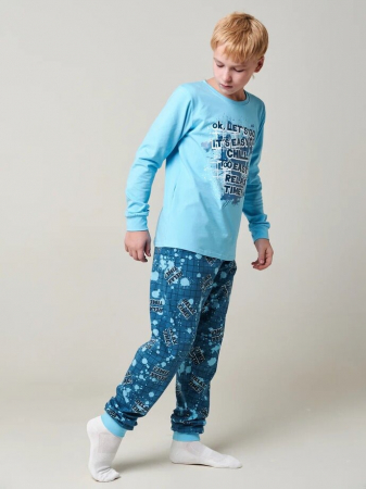 Детская пижама "Патруль" длинный рукав / Голубой