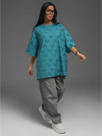 Женская футболка Ирбис / Махра, петроль микки