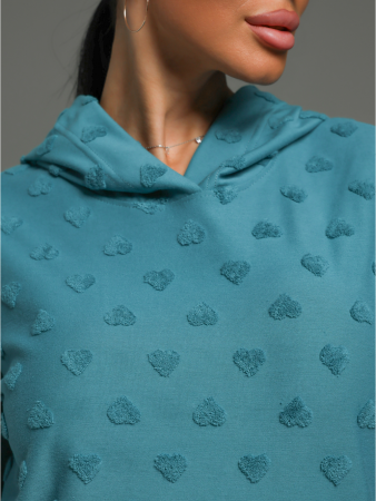 Женский костюм Суфле / Махра, петроль сердечки