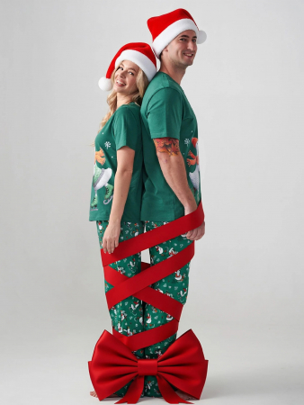 Мужская пижама "Зимние забавы" 2410-К / Зеленый