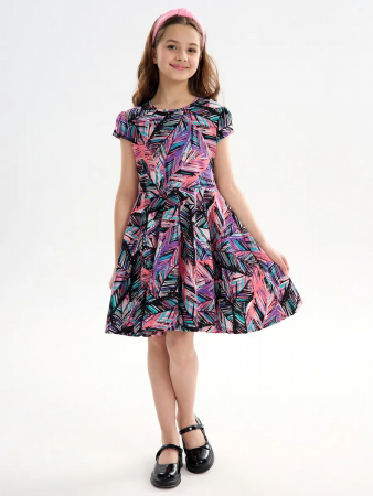 Детское платье "Птичка" / Тропики розовые