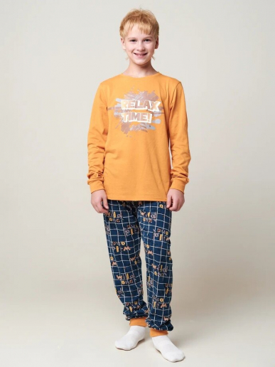 Детская пижама "Дрема" длинный рукав / Оранжевый