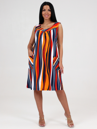 Женский сарафан ВЕРТИКАЛЬ СК-418 / Полоса, волна красная