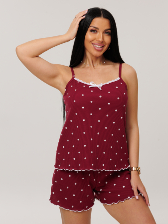 Женская пижама П-96(Л) / Красный (цветы)