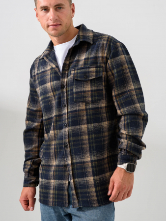 Мужская сорочка верхняя "Скандинавия" 2381-Ф / Сине-зеленый