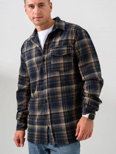 Мужская сорочка верхняя "Скандинавия" 2381-Ф / Сине-зеленый