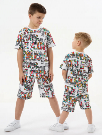 Детская пижама с шортами "Сорванец" / Город на белом