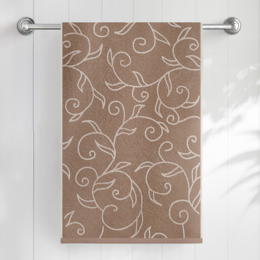 Махровое полотенце "Самойловский Текстиль" Форест / мокко, светло-бежевый, узоры