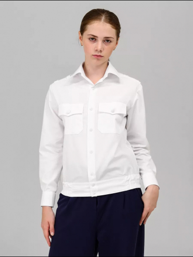 Детская рубашка кадетская (длинный рукав) / Белый