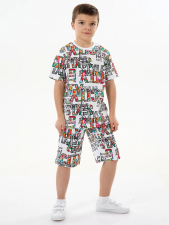 Детская пижама с шортами "Сорванец" / Город на белом