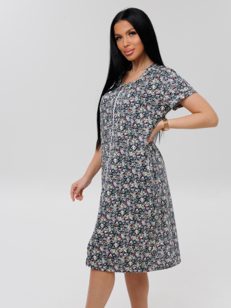 Женский халат Х-95(К) / Серо-зеленый (мелкие цветы)