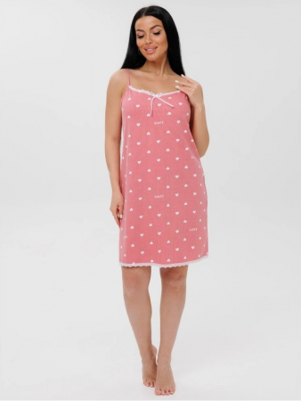 Женская сорочка Сор-96(К) / Коралловый (сердечки)