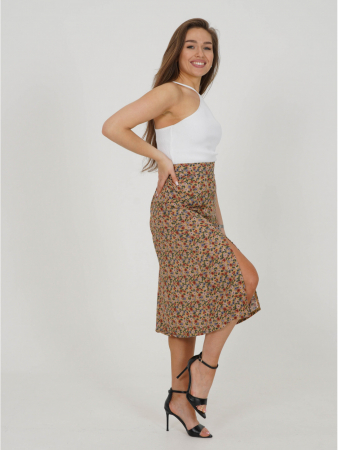 Женская юбка Хельга / Цветы бежевый