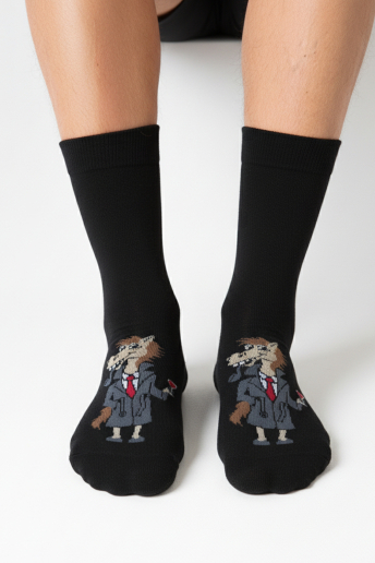 Мужские носки стандарт Конь в пальто / черный