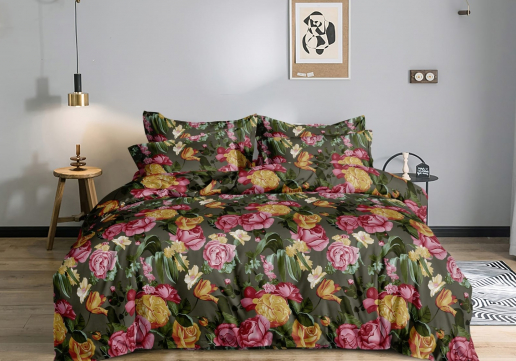 Постельное белье полисатин на молнии / Букет