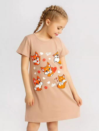 Детская сорочка "Мультяшки" / Бежевый арт. дк230б