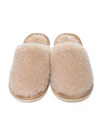 Тапки меховые / бежевые