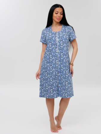 Женский халат Х-95(К) / Синий (мелкие цветы)