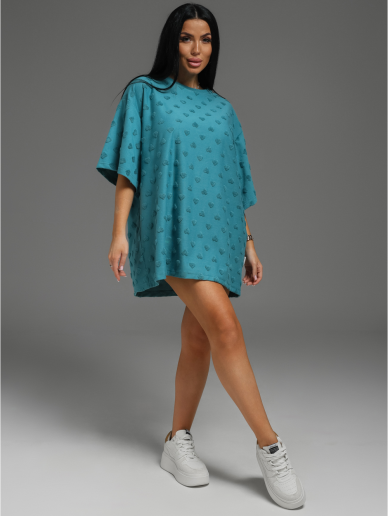 Женская футболка Ирбис / Махра, петроль сердечки