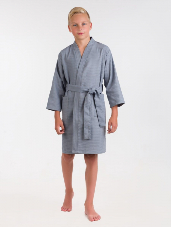 Детский вафельный халат / серый