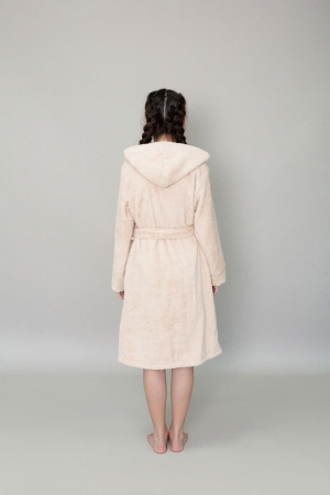 Детский махровый халат с капюшоном / бежевый