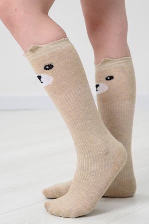 Детские гольфы Мишка и лиса (набор 2 пары) / бежевый, персик