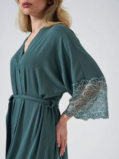 Женский  халат Флирт (кружево) 2451-Ви / Зеленый
