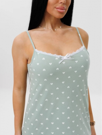 Женская сорочка Сор-96(К) / Серо-зеленый (сердечки)