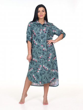 Женская туника МИДИ ТК-25 / Буквы, перелив хаки