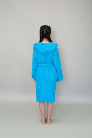 Детский махровый халат с капюшоном / голубой