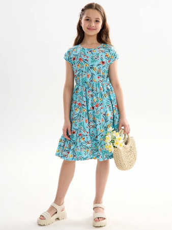 Детское платье "Ласточка" / Ирисы на голубом