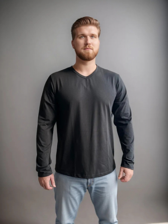 Лонгслив мужской "Вольт" арт.мк1283с /  Чёрный