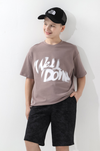 Детская футболка для мальчика Леон-3 / бежевый